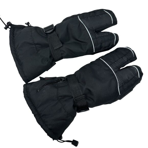 Brooks Polyester Thinsulate Fleece Lined 3 Finger Claw Black Snow Gloves Size L - Picture 1 of 6